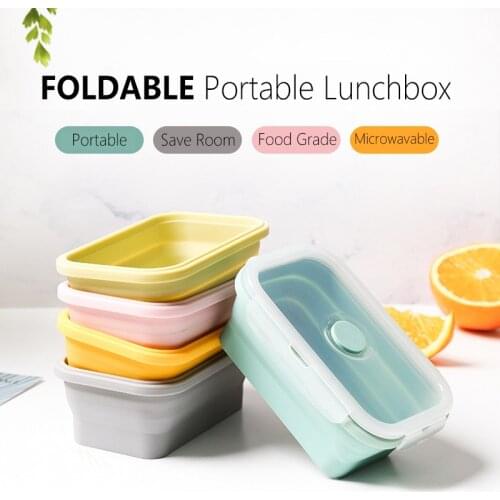 Silicone Collapsible Lunch Box Food Storage Container Portable Bento Lunch Box Microwavable Outdoor Food Containers Kitchen Boxs