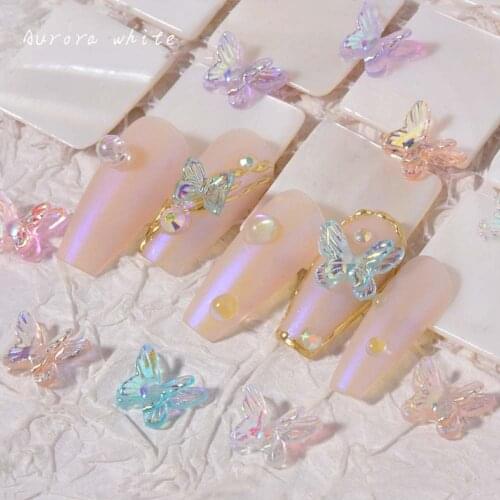 Nail Art Resin Butterfly Jewelry Aurora Three-dimensional Double Butterfly Nail Decoration Symphony Manicure Accessories
