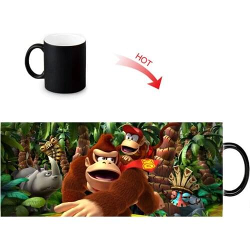 Custom Photo Magic Mugs Donkey Kong Heat Color Changing Mug 350ml/12oz Coffee water Milk Cup DIY Gift