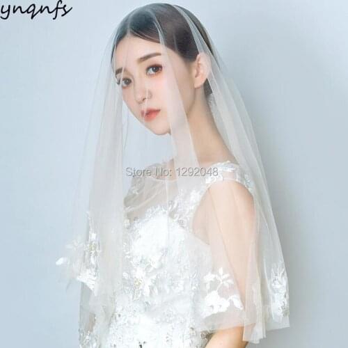 YNQNFS V66 Real Pictures white Lace Bridal Veil Hair Decoration Wedding Accessories Voile de Mariee Velo Womens veil