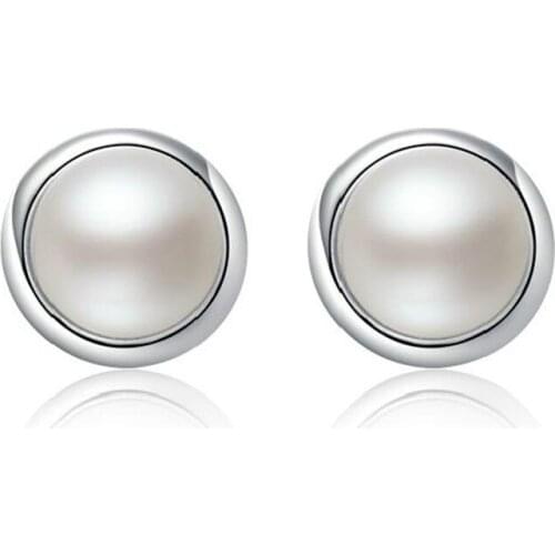 100% 925 sterling silver sweet pearl ladies' stud earring women jewelry wholesale Anti allergy gift drop shipping