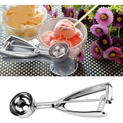 1 Set Labor-saving Ice Cream Scoop with Trigger Stainless Steel Cookie Dough Ice Cream Spoon Kitchen Tools Ice Cream Scoop Spoon