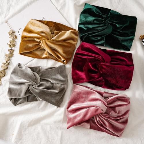 1PC Super Wide Stretch Head Wrap Elastic Hair Band Women Hairband Golden Velvet Headband Autumn Winter Headwear Hair Accessories