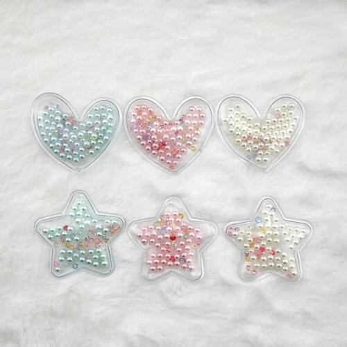 10pcs/lot 5cm Star Transparent Pearl bead inside Patches Appliques for Children clip and DIY Hair Clip Accessories