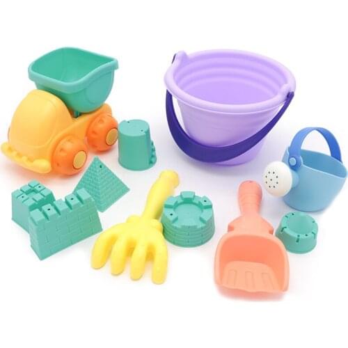 11Pcs Diy ChildrenS Beach Bucket Summer ChildrenS Soft Rubber Beach Toy Car Play Sand Tool Shovel Child Sand Castle