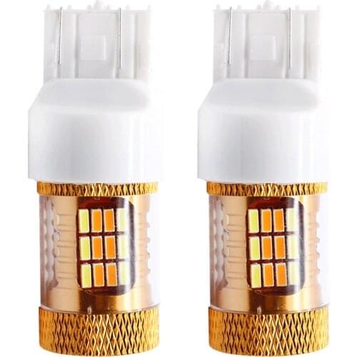 2pcs 54SMD 1157 BAY15D T20 7443 T25 3157 Dual-Color Switchback LED Bulbs For Front Turn Signal (27-White 27-Amber)