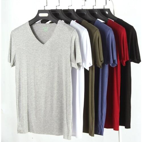 2021New Mens Modal Short Sleeve Sleep top Shirt V-collar Loose Mens Sleepshirt Solid Sleepshirt Knitted Sleepwear Home tops