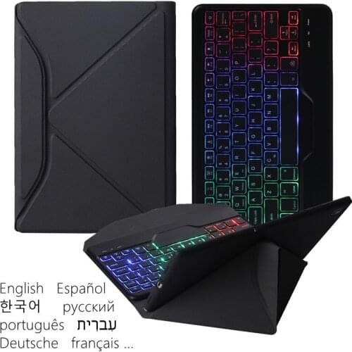 Case for Samsung Galaxy Tab S6 Lite 10.4 Keyboard Case Funda For Tab S6 Lite Cover Backlight Keyboard Spanish Korean Portuguese