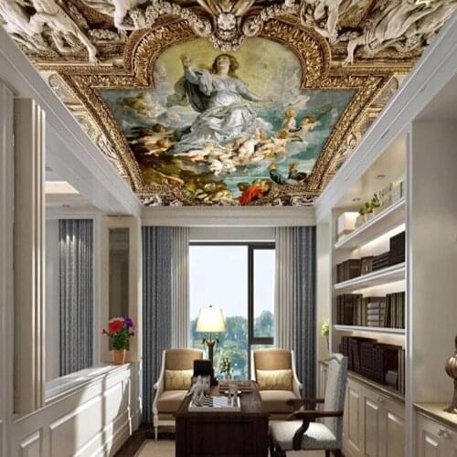 Photo Wallpaper European Style Ceiling Zenith Mural 3D Figure Oil Painting Background Wall Paper Living Room Restaurant Frescoes