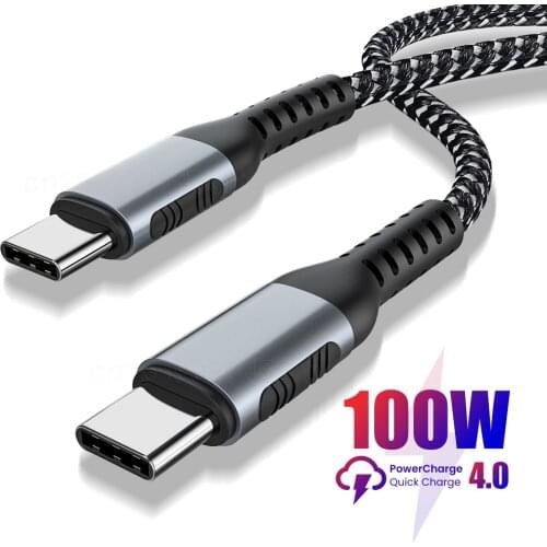 PD 100W USB Type C to USB C Cable USB QC4.0 3.0 5A Fast Charging Type-c Cable for MacBook iPad Samsung Huawei Xiaomi 0.5/1/2M