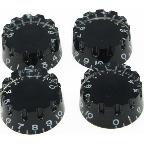 KAISH 4x Black LP Guitar Knurled Control Knobs Speed Metric Knob Fits LP