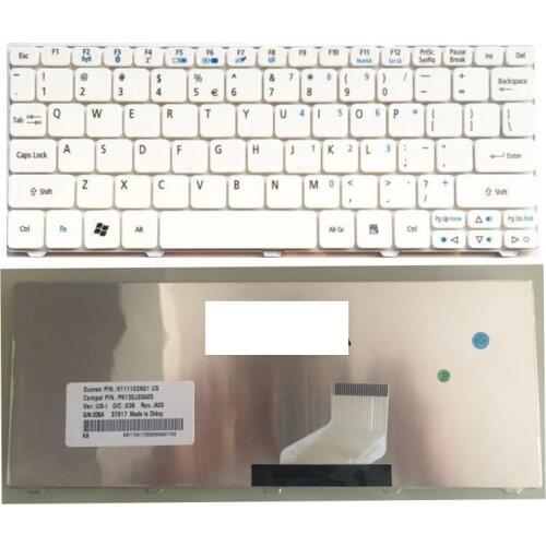 US White New English laptop keyboard For Acer D255 D256 D257 D260 D270 EM350 N55C ZH9 ZE6 ONE 522 533 532G AO532h 532H 521