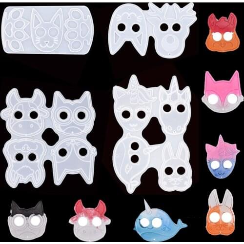 Cow fox unicorn Silicone Mold Animal Face Mask Key Chain pendant Tiger Fist Self-Defense Tool Finger-Cuffs Resino Silicone Mould