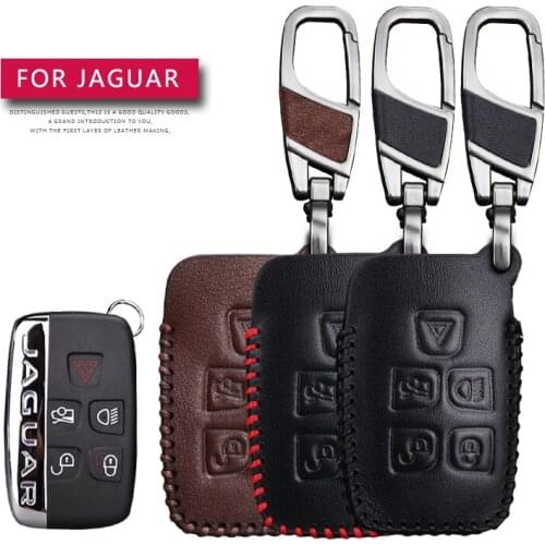 KUKAKEY Remote Smart Car Key Case For Jaguar XF XK XKR X-type XE V12 Guitar Scissors Leather Keychain Keyring Key Holder Cover