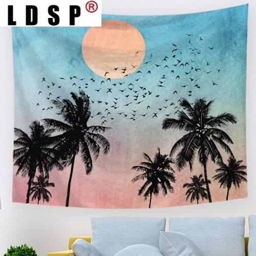 LDSP Sun Moon Tree Bird Nature Landscape Wall Hanging Rug Background Cloth Beach Mat Blanket Art Bedroom Living Dorm Home Decor