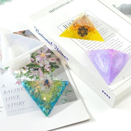 New 5cm 10cm DIY Small Pyramid Frame Set Triangle Silicone Mold Mould Resin Craft Jewelry Crystal With Plastic Making Tools