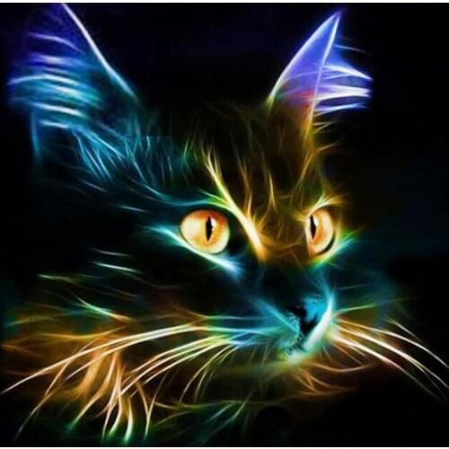 Full Diamond Painting Cross Stitch Round Diamond Mosaic Craft Diamond Embroidery 5D Diy Needlework Color Cat Home Paintings