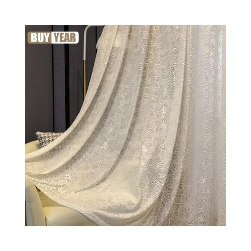 White Cherry Blossom Embossed Curtains Translucent All-match Curtain Be Customized Curtains for Living Dining Room Bedroom