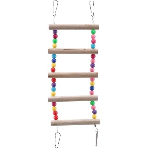 Birds Swing Wooden Bridge Ladder Climb Cockatiel Parakeet Budgie Parrot Pet Toy New