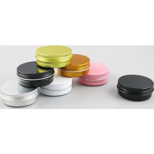 30 x Empty Refillable Aluminum Jars 60ml Black Gold White Pink Silver Metal Tin 2oz Cosmetic Containers Crafts Packaging