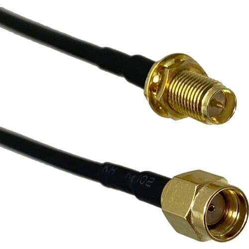 RG174 RP-SMA Female Plug Nut bulkhead to RP-SMA Male Jack RF Jumper pigtail Cable 4inch~10FT