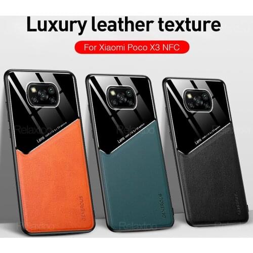 Luxury Plexiglass Leather Case For Xiaomi Poco X3 NFC M3 Xiomi Pocox3 Pocom3 Pocco Pocophone X M 3 Shockproof Phone Cover Coque