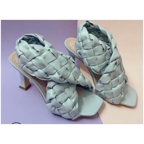 New Summer Fashion Design Weave Women Sandals High heels Ladies Sandals Open Toe Shoes Colorful Candy Colors Sweet Green orang