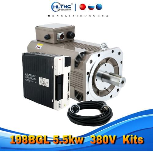 CNC servo motor kit 5.5kw 380V 34.7Nm AC servo motor set with driver for CNC router