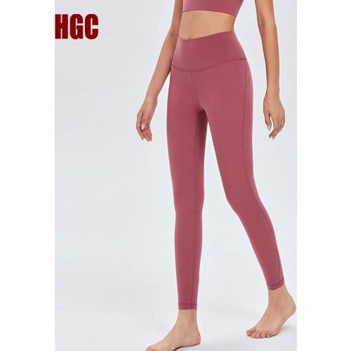 HGC Yoga Pants Female Naked Feeling High Waist Leggings Sport Women Fitness Peach Hip Sexy Squat Proof GYM Capri Workout Tights