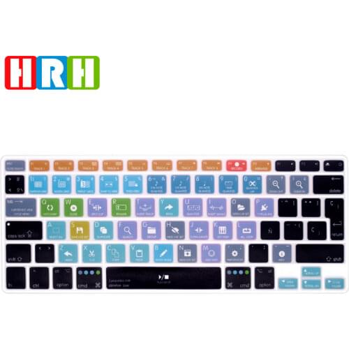 HRH Shortcuts HotKeys Spanish language Silicone Keyboard Cover Protective Film For Macbook Air Pro Retina 13 15 17 EU/UK Layout