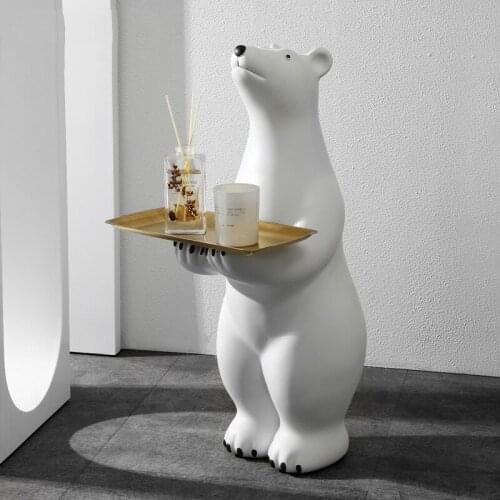 Modern Polar Bear Floor Ornaments High-quality Creative Resin Furniture for Living Room Sofa Porch Bedroom Decoration Sculptures