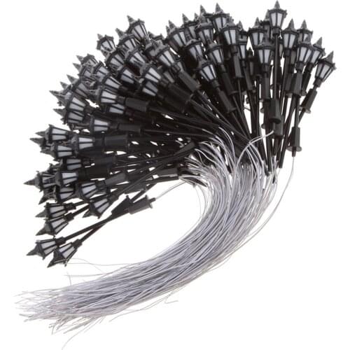 100Pcs 1:100 Street Lamp Yard LED Lights for Train Plaza Landscape Accs