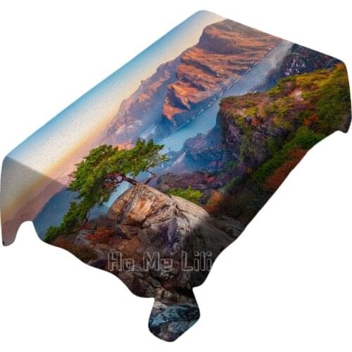 Sunset Forest Valley Nature Art Background Table Cloth Home Decor Restaurant Kitchen Party