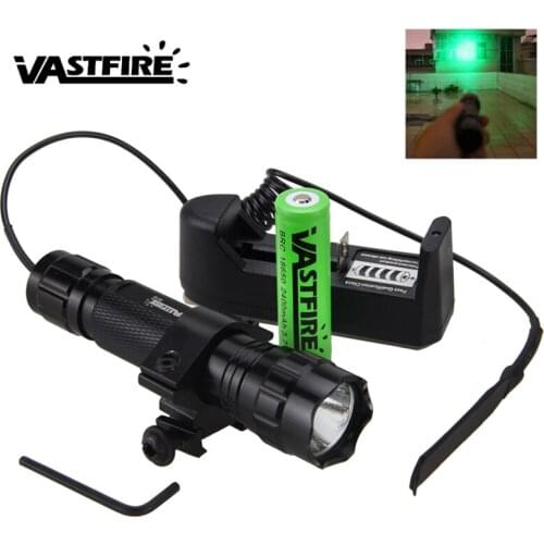 5000lm Q5 Green Led Weapon Light Tactical Airsoft Hunting Flashlight+Remote Switch+18650 Battery+Rifle Gun Scope Mount+Charger