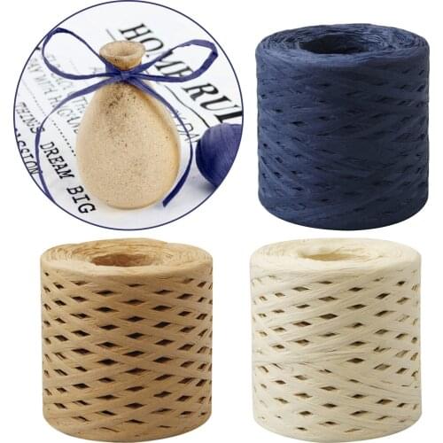 Behogar 1Roll Raffia Paper Ribbons Packing Twine Rope for Christmas Gift Box Wrapping DIY Crafts Party Decorations 218 Yard