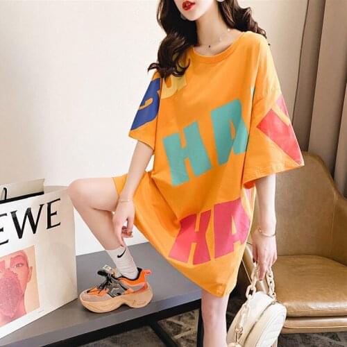 2021 New Large Size Women Summer Length T-shirt Half Sleeve loose Comfortable T-shirt Fashion Summer Short Sleeves