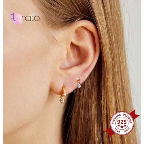 925 Sterling Silver Ear Needle Drop-shaped Stud Earrings Crystal Stud Earrings Wedding Jewelry Zircon Earrings For Women