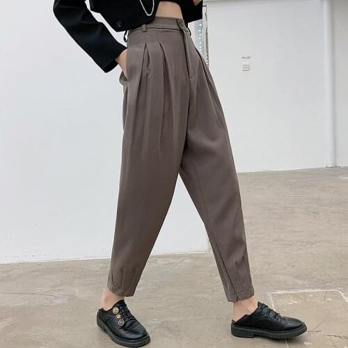 2021 Sreetwear Harem Pants Women Autumn High Waist Suit Pants Plus Size Solid Trousers Female pantalon femme