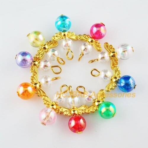 24Pcs Gold Color Wings Mixed Beads Dancing Angel Charms Pendants 14x21mm
