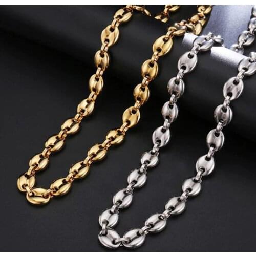 2021 New design stainless steel jewelry Necklace For Men Women Coffee Bean Shape Melon Seed Chain Stainless Steel Necklace
