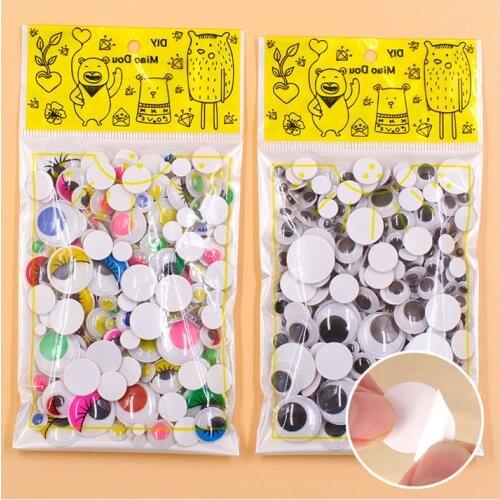 300 Pcs/pack 6-25mm Plastic DIY Crafts Eyes Accessories With Adhesive For Childrens Toy Animal Dolls Painting Eye Decoration
