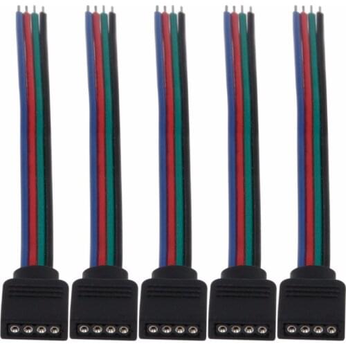 5pcs 4 pin Female plug RGB Connector Cable For SMD 3528 5050 RGB LED Strip Lighting