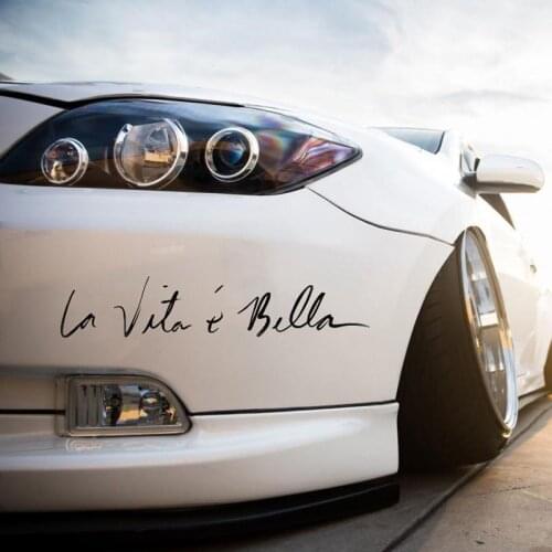 22cm Car Stickers Decals La Vita e Bella Reflective Letters Vinyl Decal Creative Automobiles Full Body Head Styling Stickers