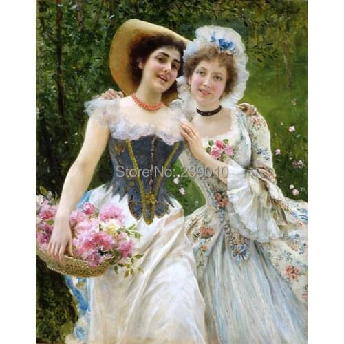 Free shipping Baskets beauty Sisters prints painting classical court figure oil painting canvas prints wall decoration picture