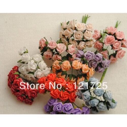Free Shipping Hand Made DIY Foam Flowers silk flower Mini Small Wedding Bouquet Scrapbooking Decor artificial Flower
