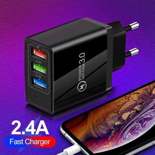 Quick Charge 3.0 For Samsung Charger EU/US Plug QC3.0 Mobile Phone Adapter For iPhone 12 Pro Huawei Xiaomi Charger Fast Charging