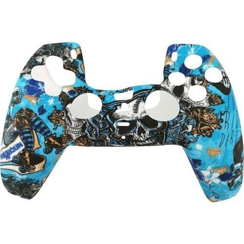PS5 Handle Cover Silicone Protective Case For PS5 Controller Protector Water Transfer Printing Camouflage Cover Grips Caps