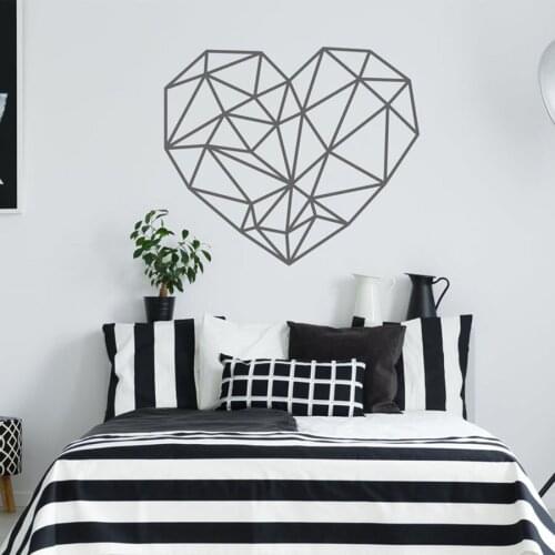 Geometric Love Heart Wall Decal Bedroom Living Room Office Simple Style Interior Decoration Vinyl Wall Sticker Removable S877