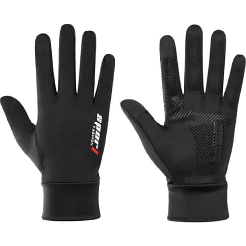 Summer Ice Silk Motorcycle Cycling Gloves Men Non-Slip Fishing Gloves Thin Anti-UV Outdoor Sports Sun Protection Riding Gloves