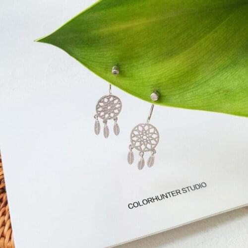Dreamcatcher Simple Creative Tassel 925 Sterling Silver Temperament Personality Trendy Female Dangle Earrings SEA118